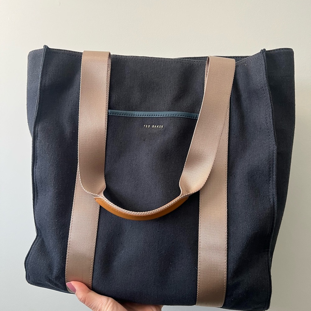 Ted Baker Navy Tote with Tan Straps